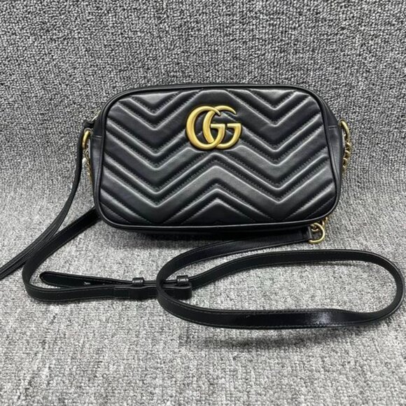Gucci Handbags - 100% Authentic GUCCI Black Marmont Leather Shoulder Bag